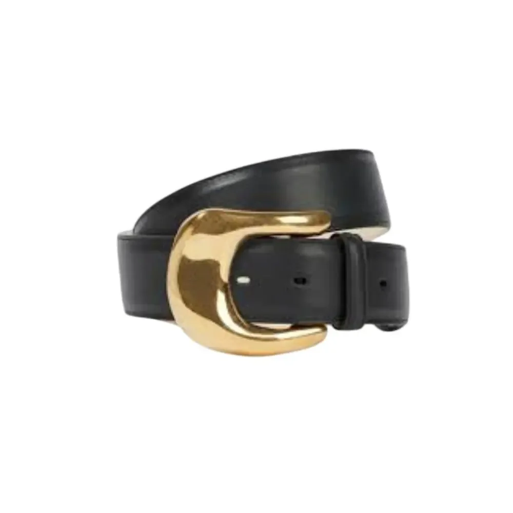 Altuzarra Classic Black Horseshoe Buckle Belt Size M NWT